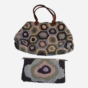 MIELIE Large Bag and matching clutch in Tortoise